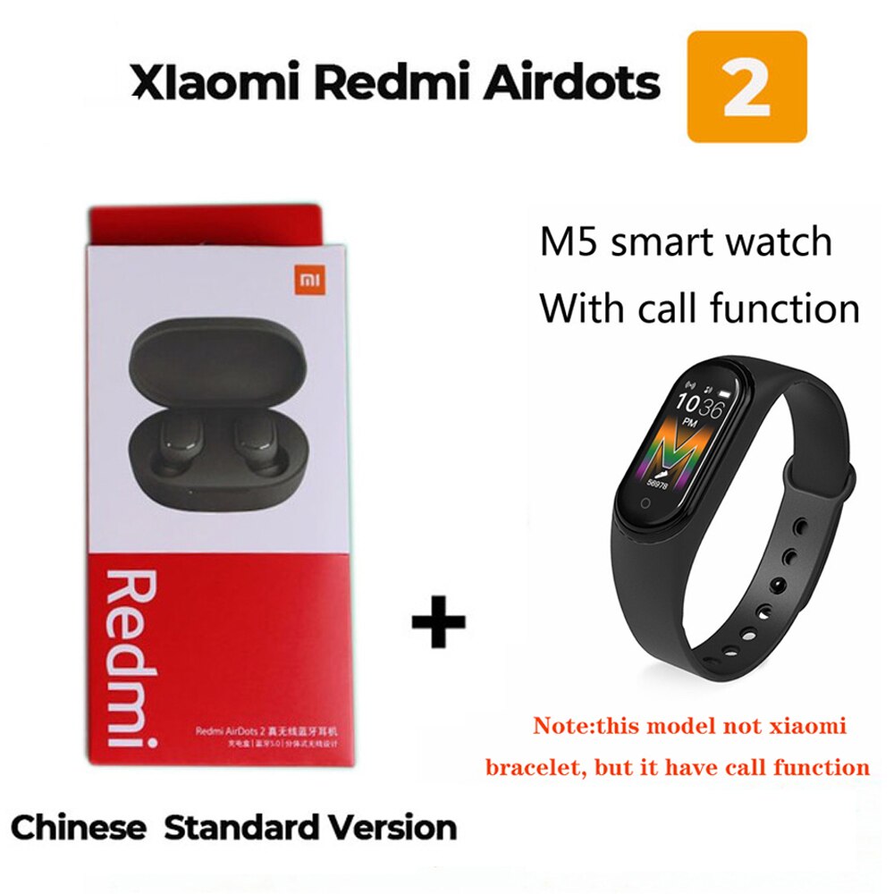 Original Xiaomi Redmi AirDots 2 auriculares Bluetooth 5,0 estéreo bajo Eeadphones Mic manos libres auriculares AI Control auriculares
