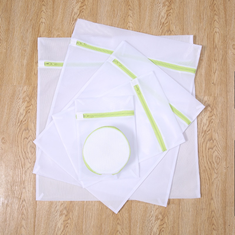 Clothes Washing Machine Laundry Bag With Green Zipper Fine Mesh Net Bra Washing Bag Black Wash Polyester Bags