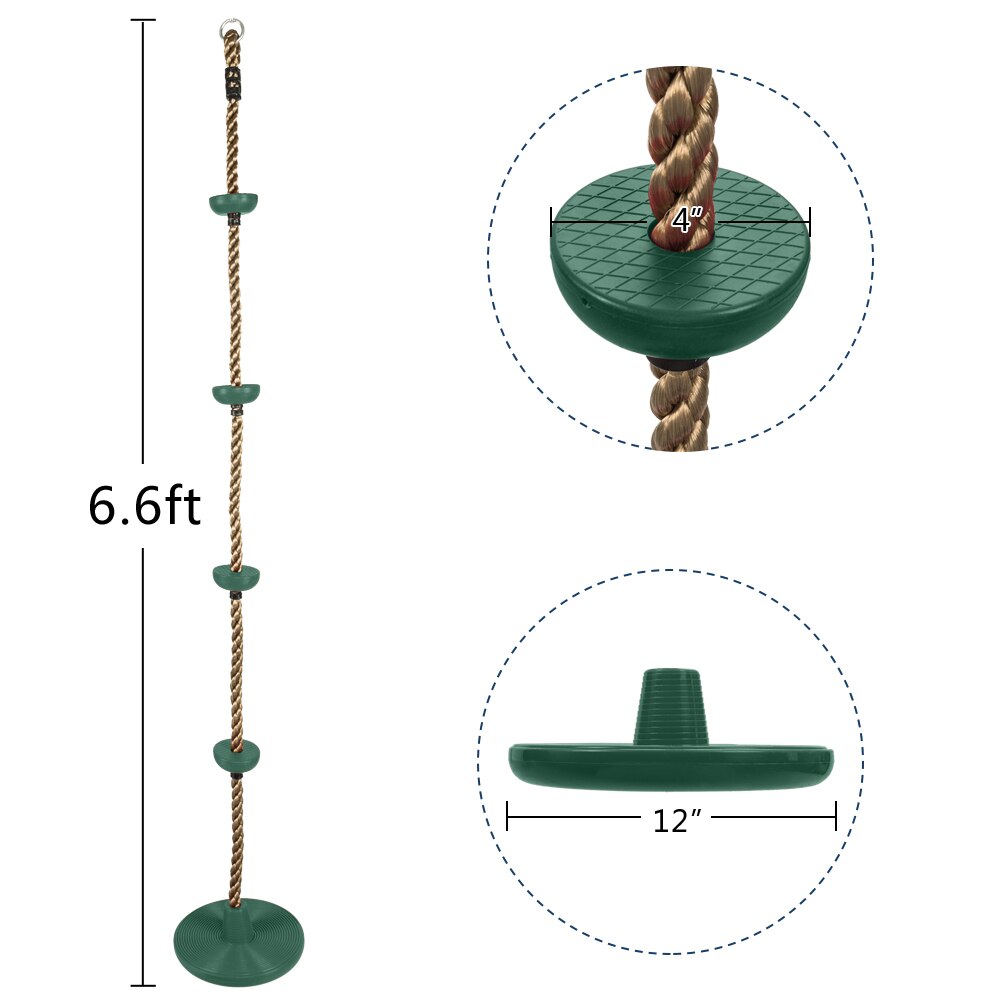 Climbing Rope Swing with Disc Swing Seat Set Rope Ladder for Kids Outdoor Tree Backyard Playground Swing