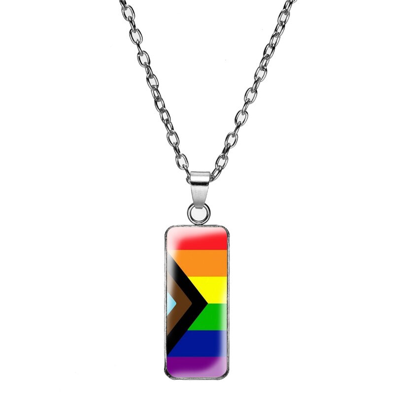 Lgbt Gay Pride Flags Necklace they Theirs Pronouns Rainbow Pride Flag Necklaces Pendant Art Print Rectangular Jewelry лгбт: Style 10