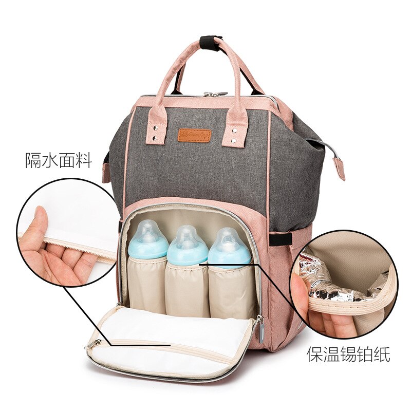 Ankommling2020-Style Gemengde Kleuren Luiertas Multifunctionele Met Usb Schouder Grote Volume Mama Tas Schouder