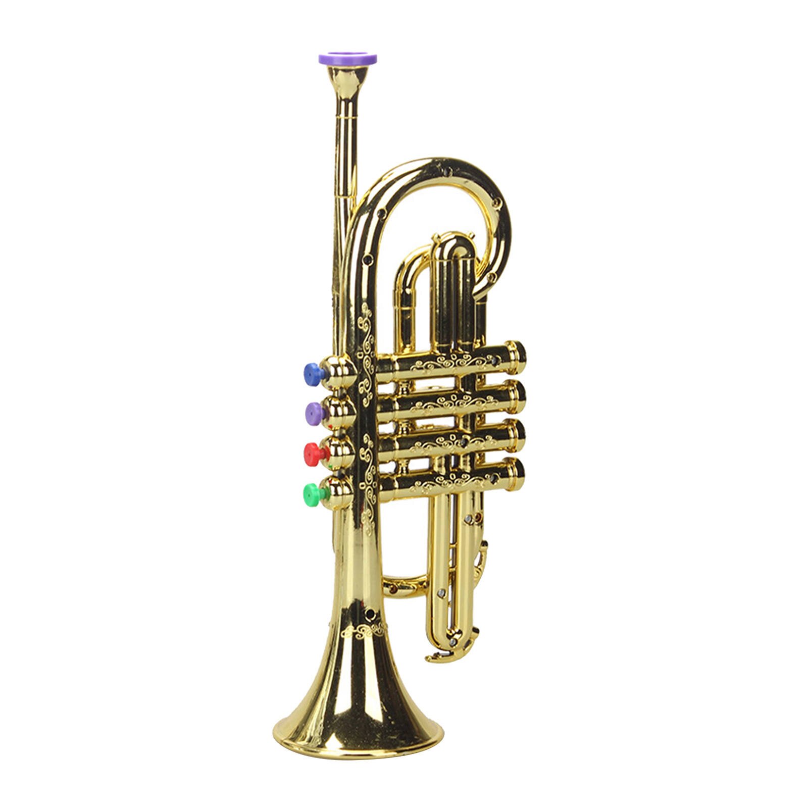 Mini strumenti musicali a tromba giocattolo metallico per regali età prescolare 3 + bambini: 4 Tones Gold