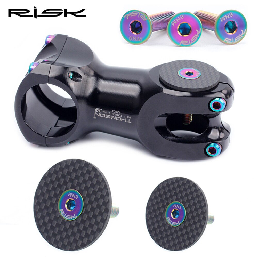 Risico Alle Carbon Fiets Headset Top Cap + Titanium Bouten OD2 Stem Cap 28.6Mm 31.8Mm Road Fiets Mtb stuurpen Cover Accessoires