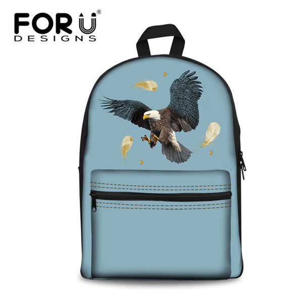 FORUDESIGNS Men's 3D Animlals Printing Backpack Teenagers Blue Eagle Pattern Bagpack for Males Trendy Travel Packing Mochila: CC4211J