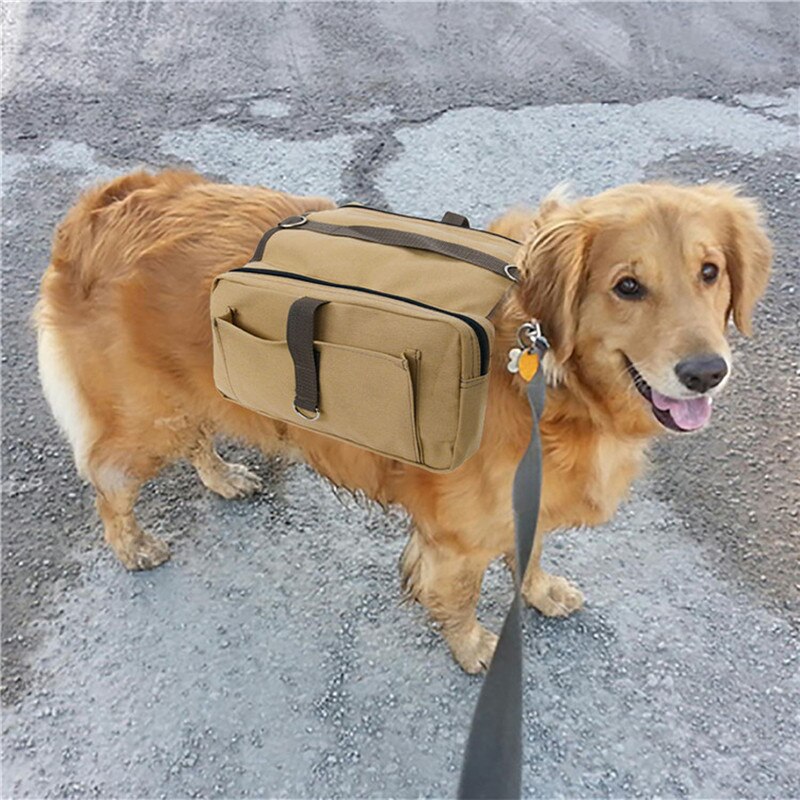 Canvas Pet Dog Saddlebags Pack Hound Travel Camping Hiking Backpack Saddle Bag Large Dogs Pannier