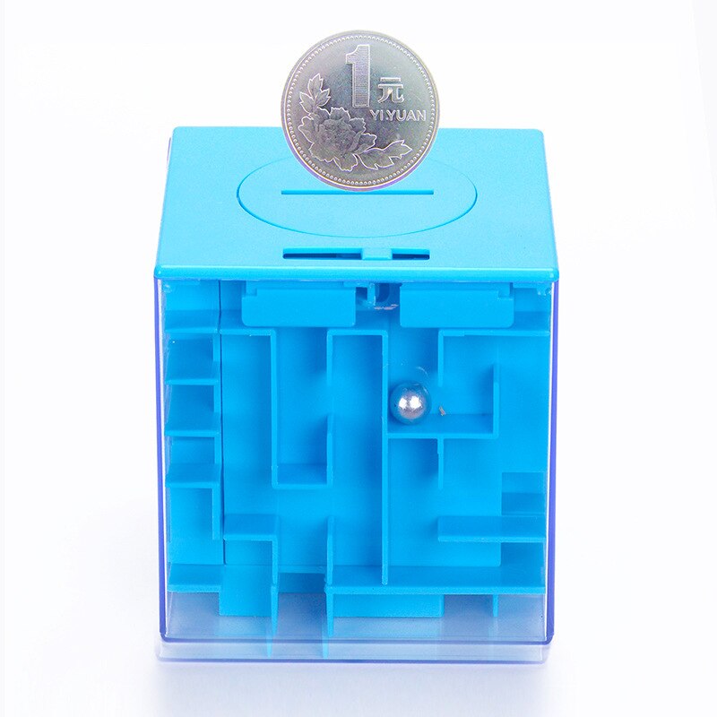 4577 Large Size Intelligence Maze Toy 3D Maze Coin Bank Transparent Roll-on Cube Block