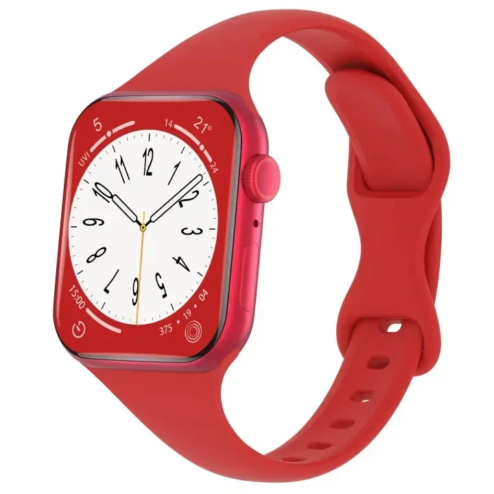 Dünnes Silikonarmband für Apfel Uhr 40 44 mm 45 mm 41 mm 38 mm 42 mm einfarbiges Armbinde für IWatch Serie 3 4 5 6 SE 7 8 9 10