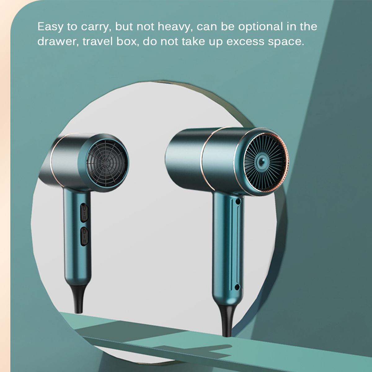 Blue Light Ions Salon Hair Dryer, Powerful Ceramic Tourmaline Blow Dryer, 6 Gears Low Noise Hairdryer with Nozzle