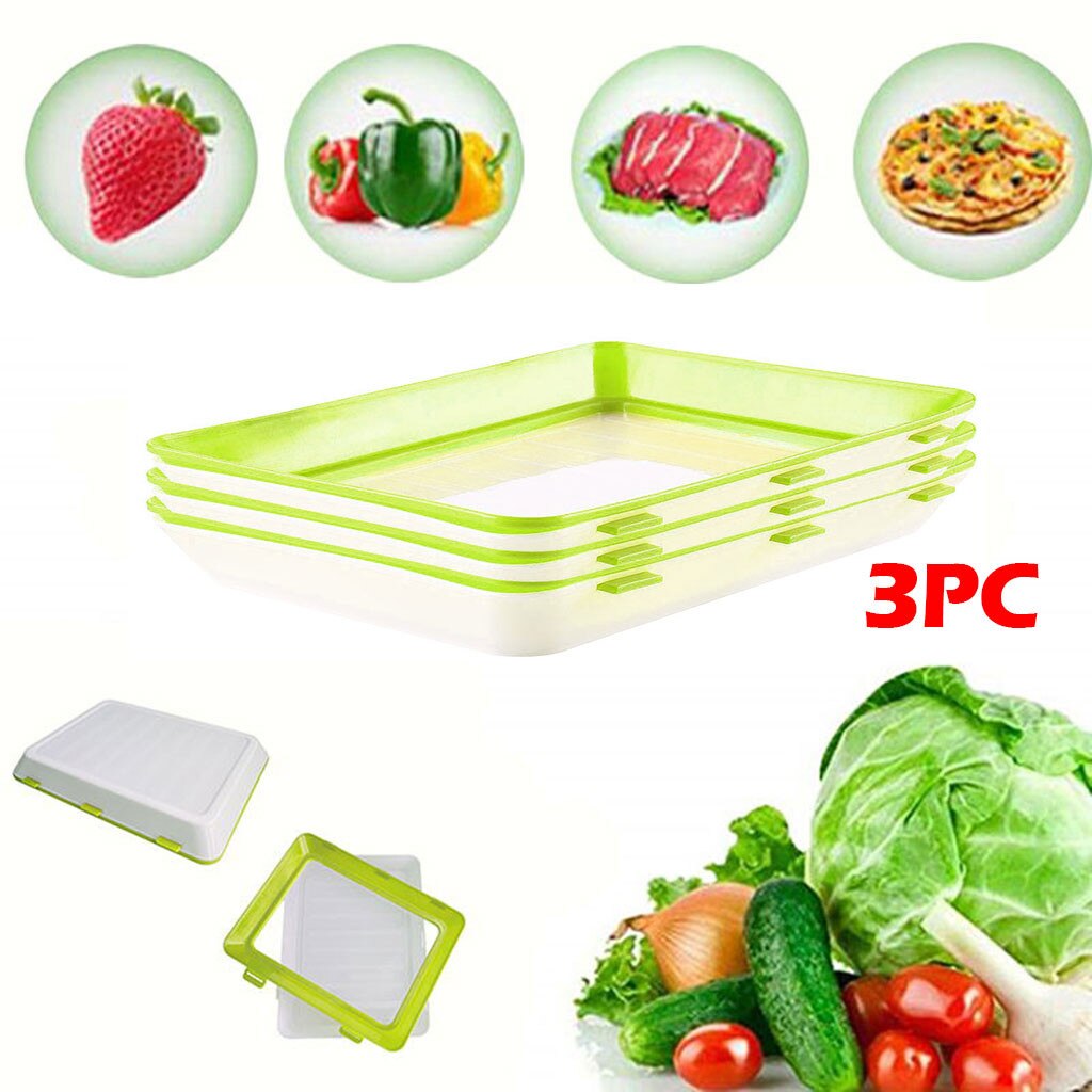 5Pcs Fresh Food Preservation tray Organizer For Fresh Food Preservation Pallet Refrigerator Food Storage Container: 3PCS