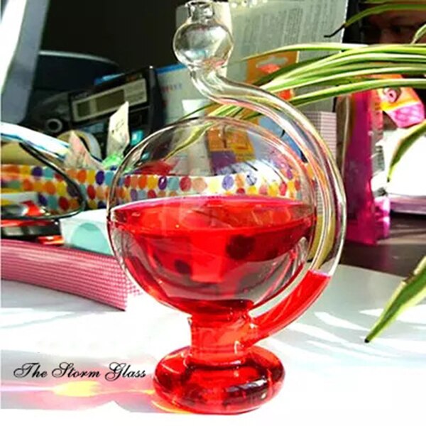 Inspireret glas vejr storm prognose flaske barometer hjemmekontor diy dekor  gq999: Rød
