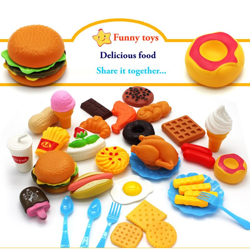 Kids Keuken Speelgoed Plastic Fruit Ijs Speelgoed Hamburger Meisjes Pretend Play Nep Miniatuur Voedsel Speelgoed Set Baby Kinderen Koken