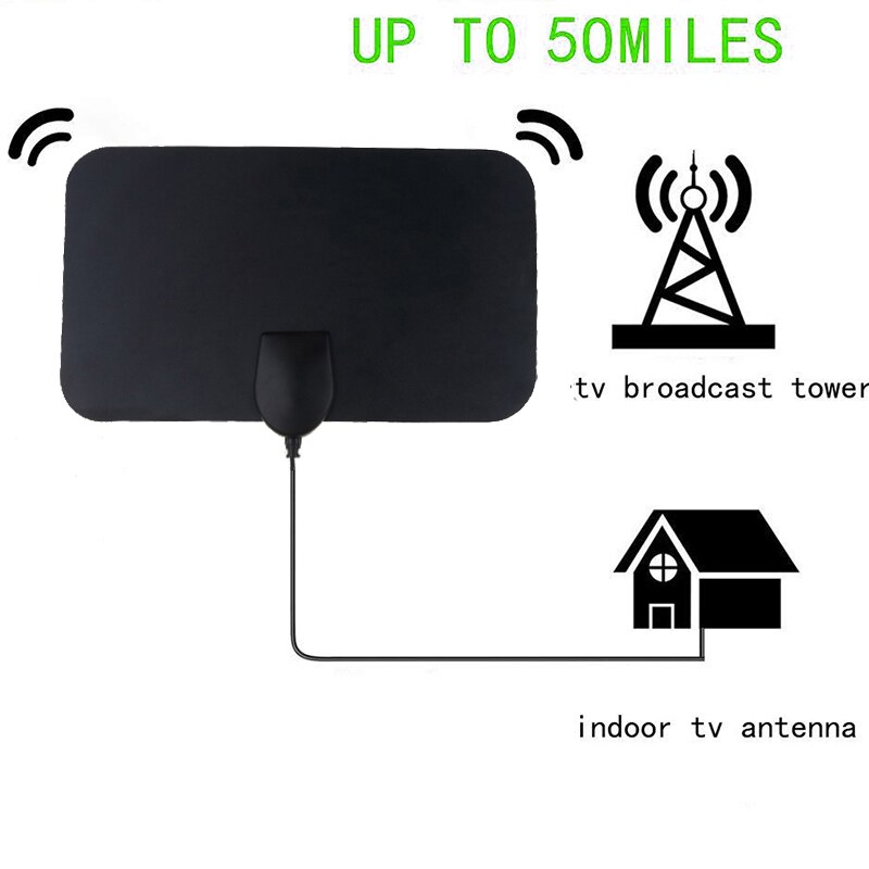 4k 25db high gain hd tv dtv box digital tv antenne eu plug 50 miles booster aktiv indendørs antenne hd flad