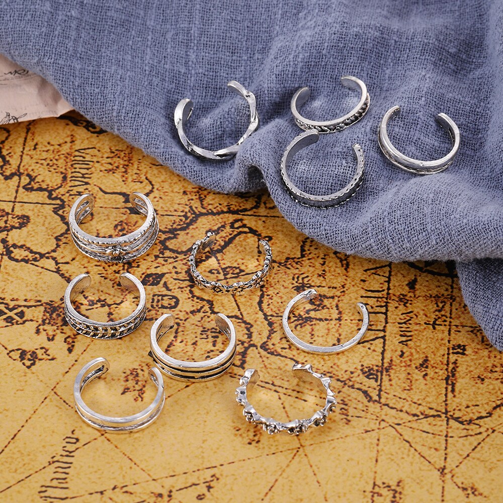 12pcs/set Bohemian Rings Crystal Rhinestone Drops Geometry Middle Ages Ring Set Charm Ring Set Boho Jewelry