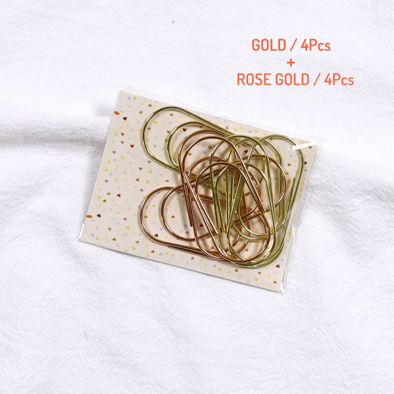 8Pcs Ins Stijl Planner Papier Clips 50Mm Leuke Metalen Materiaal Bladwijzers Voor Boek Tijdschriften Briefpapier School Kantoorbenodigdheden: Gold-Rose Gold
