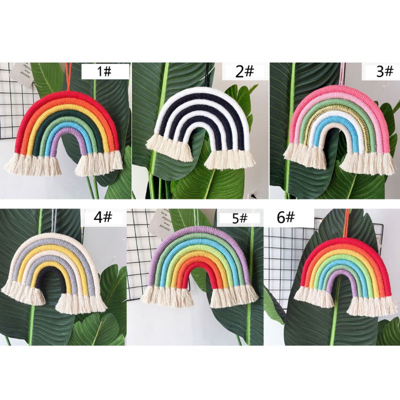 INS Nordic Hand-geweven Regenboog Tapestry Boho Rainbow Tassel Muur Opknoping Ornamenten Kinderkamer Decoratie Windgong Foto Props