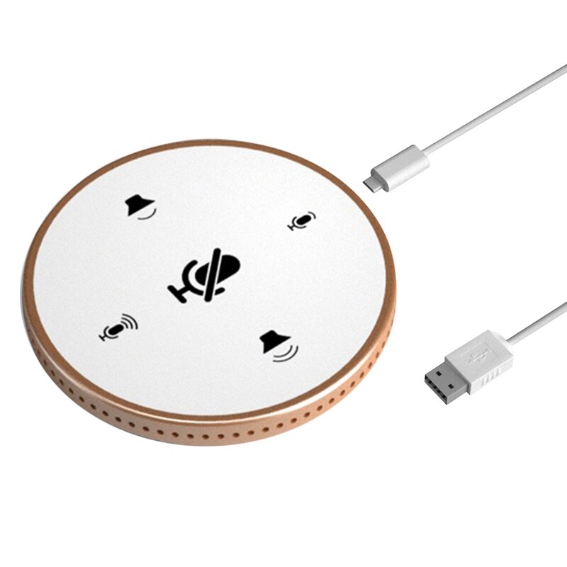 USB Conference Microphone,Omnidirectional PC Computer Condenser Mic with Mute Button for Meeting/Class Plug & Play: White Gold