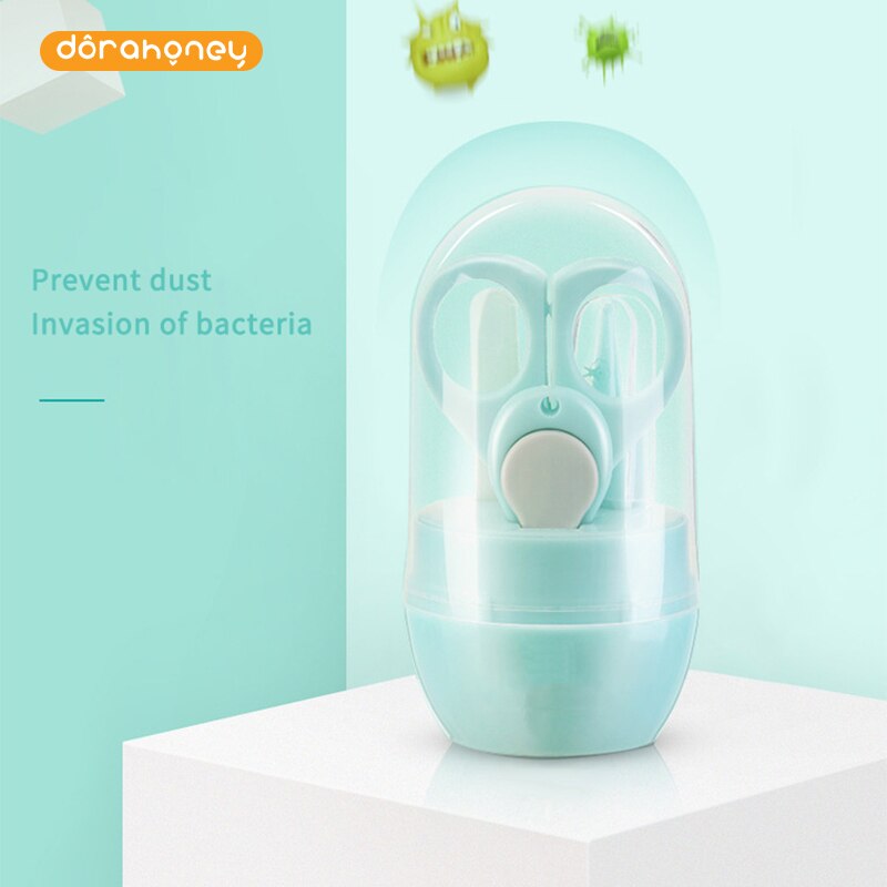 Dorahoney 4Pcs Baby Nail Care Set Pasgeborenen Vinger Trimmer Schaar Nagelknipper Manicure Kit Baby Cartoon Dier Nail Fileset