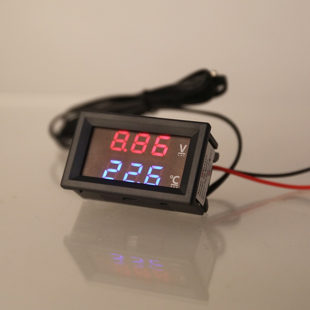 12 V/24 V LED Digitale Voltmeter Thermometer Display Auto Spanning en Water Temperatuurmeter