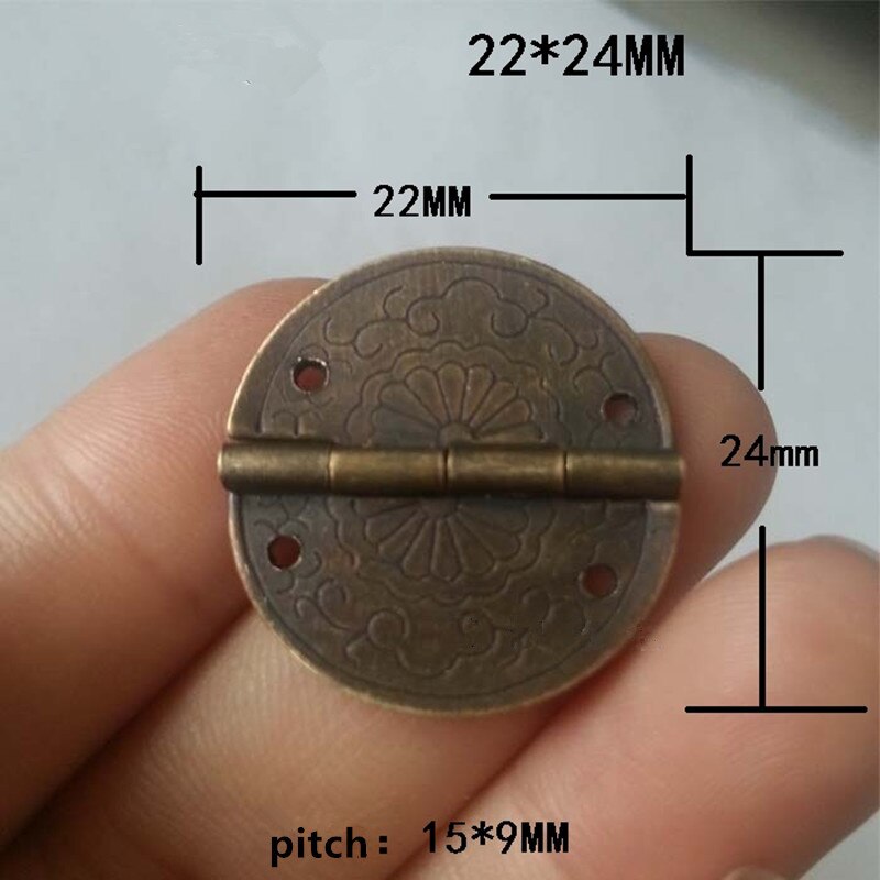 Bulk Brass Hinge Flower Decor Hinges Wooden Jewelry Box Hinge Fittings for Furniture Hardware+Screws,4 Holes,22*24mm,20Pcs