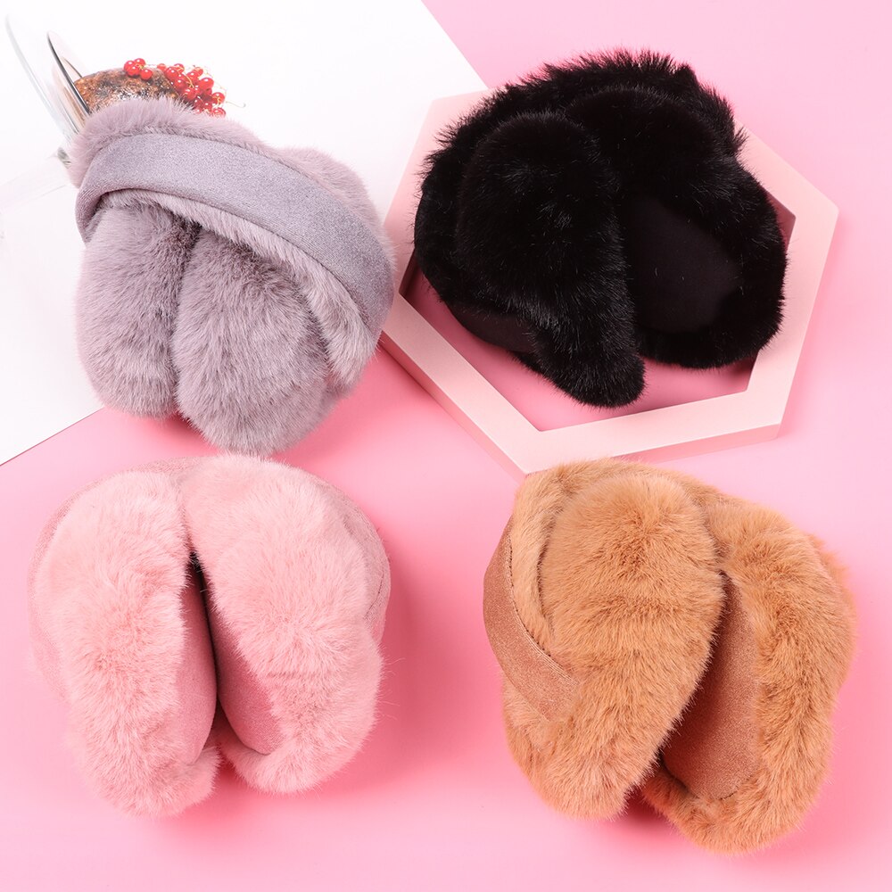 Damskie zimowe ciepłe futerkowe nauszniki jednokolorowe miękki pluszowy nauszniki ochraniacze uszu odkryty wiatroszczelny utrzymuj uszy ciepłe