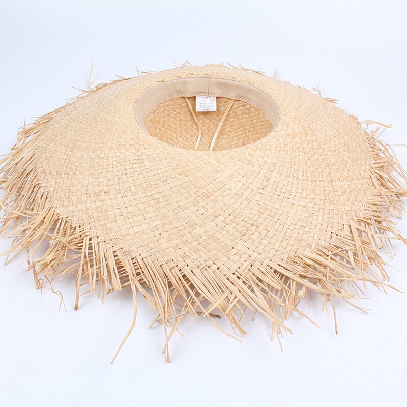 USPOP verano rafia ala ancha sombreros de sol mujeres hecho a mano sombrero de paja verano natural paja playa sombrero casual sombra de protección UV