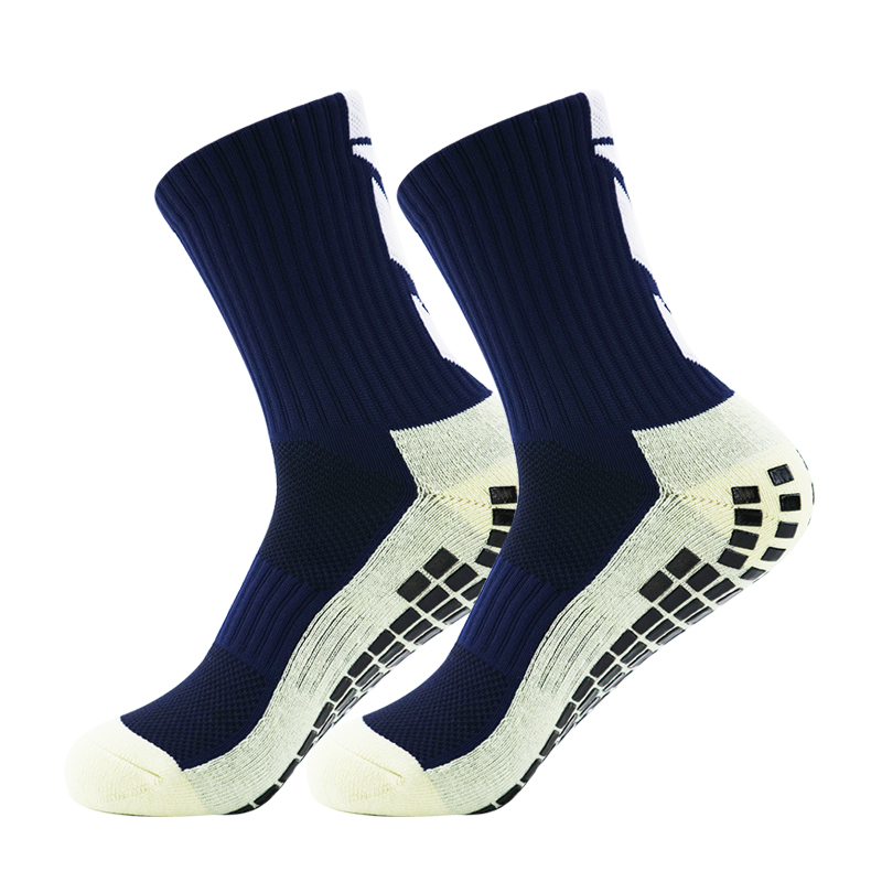 Calcetines de fútbol antideslizantes para fútbol, antihombres, adolescentes, niños, calcetines deportivos con agarre, calcetines de en negro, blanco y azul: Negro