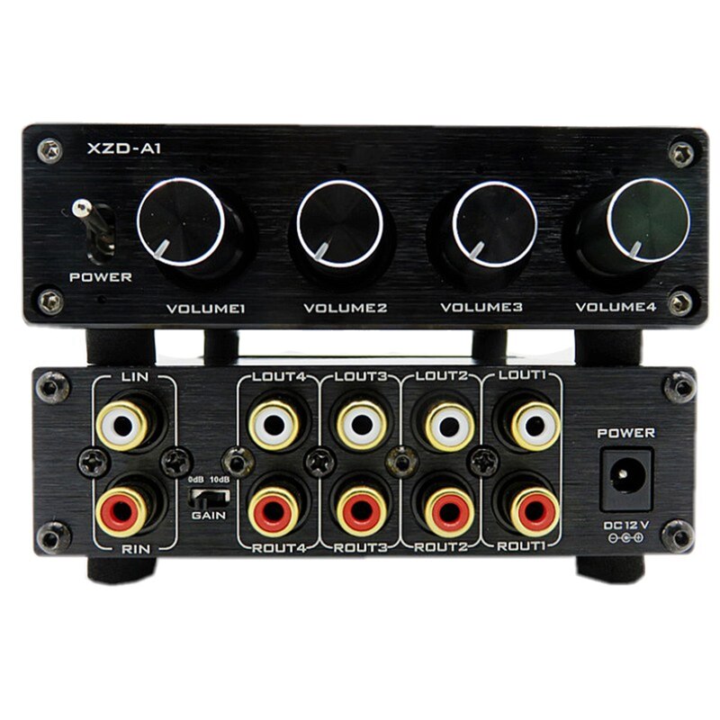 Commutateur HIFI sans perte 1 entrée 4 sorties RCA HUB Audio, sélecteur de Signal, commutateur de Source, amplificateur de Volume,