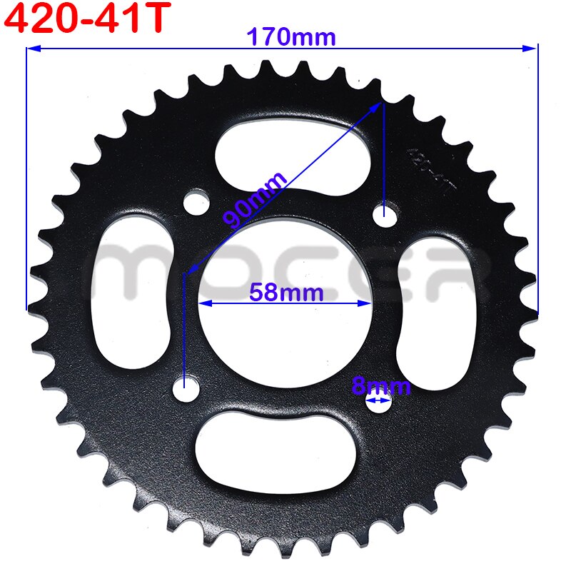 420/428 Chains 37T/41T/48T tooth 58mm Rear Chain Sprocket for ATV Quad Pit Dirt Bike Buggy Go Kart Motorcycle: 420-41T