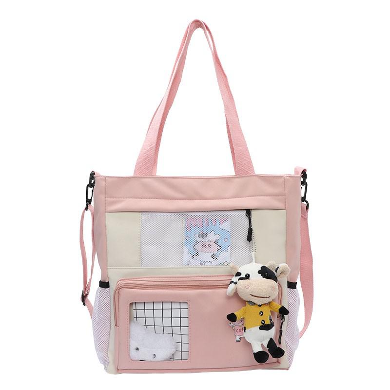 Mode Nylon Lady Crossbody Tas Leuke Meisje Messenger Schooltassen Kawaii Student Boek Tas: Pink