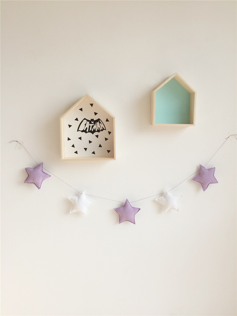 Nordic Baby Room Decoration Handmade Nursery Star Garlands Kids Room Wall Decorations Photography Props Baby Bed Accessories: Purple white