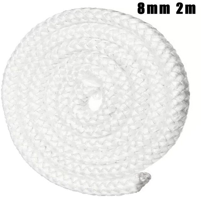 Cuerda de sellado para quemador de madera, reemplazo de cable de vidrio de alta temperatura para chimenea y puerta de estufa, color blanco, 6/8/10/12mm, 2m: 8mm 2m