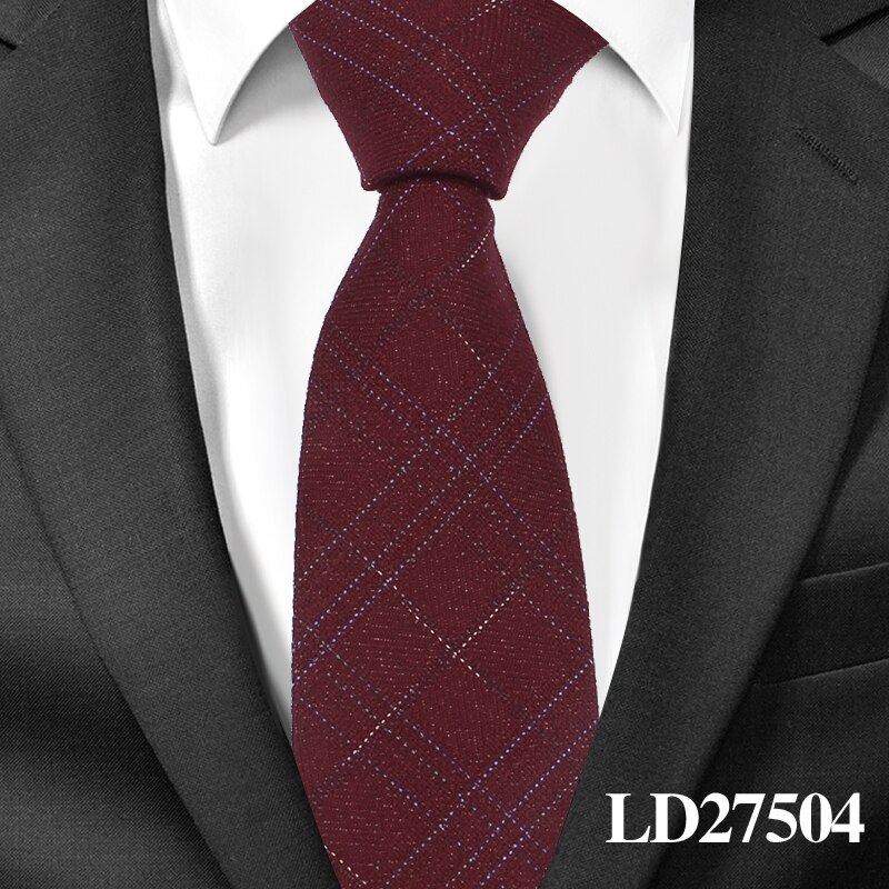 Cravate en laine de coton pour hommes | Cravate de décontractée, cravate étroite à carreaux, Corbata Slim, cravate de mariage, costumes d'affaires: LD27504
