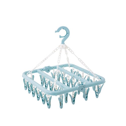 Multi-clips en plastique Portable salles de bains en tissu cintre avec Clips détachables pince à linge cintres chaussettes sous-vêtements séchage: 32Clips Blue