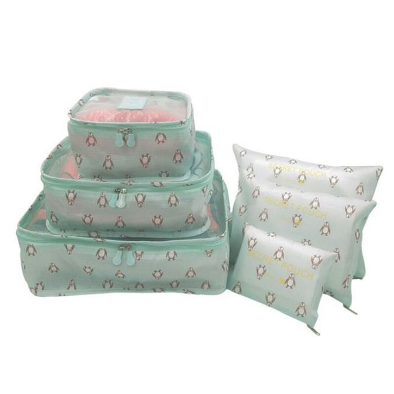 6 stücke Reise Lagerung Tasche Wasserdichte Kleidung Verpackung Cube Gepäck Organizer Set: Grün