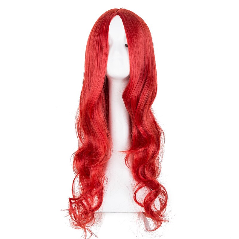 Middle Part Line Wigs Fei-Show Synthetic Heat Resistant Fiber Long Wavy Black Hair Peruca Women Female Salon Party Hairpiece: Red