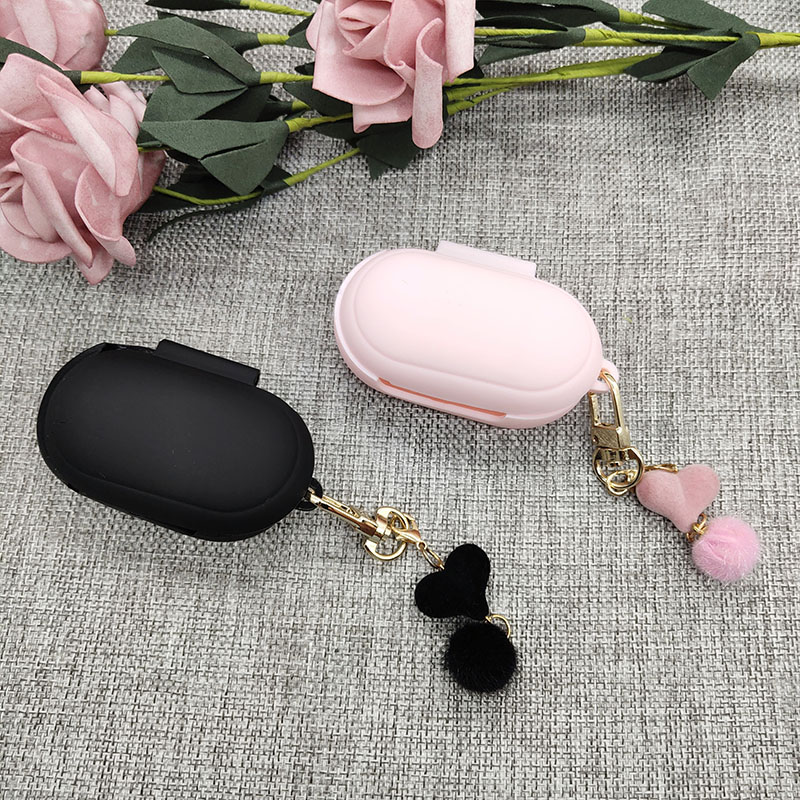 Schattig zacht hoesje voor samsung galaxy buds / buds+ plus hoesje oordopjes beschermhoes accessoires liefdeshaarbal sleutelhanger decoratie