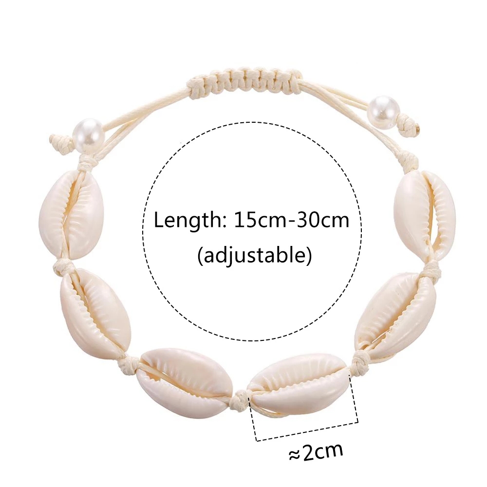 Natural Seashell Hand knit Rope Chain Bracelet Charm Bohemia Jewery Shell Bracelets Women Conch Beaded Strand Bracelets