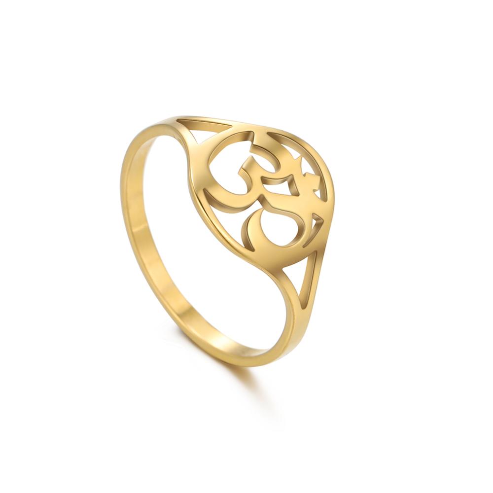 Unift Buddhism Hindu Yoga Om Aum Rings For Women Supernatural Talisman Stainless Steel Amulet Jewelry Religious Meditatio: 10 / Fluorescent Yellow