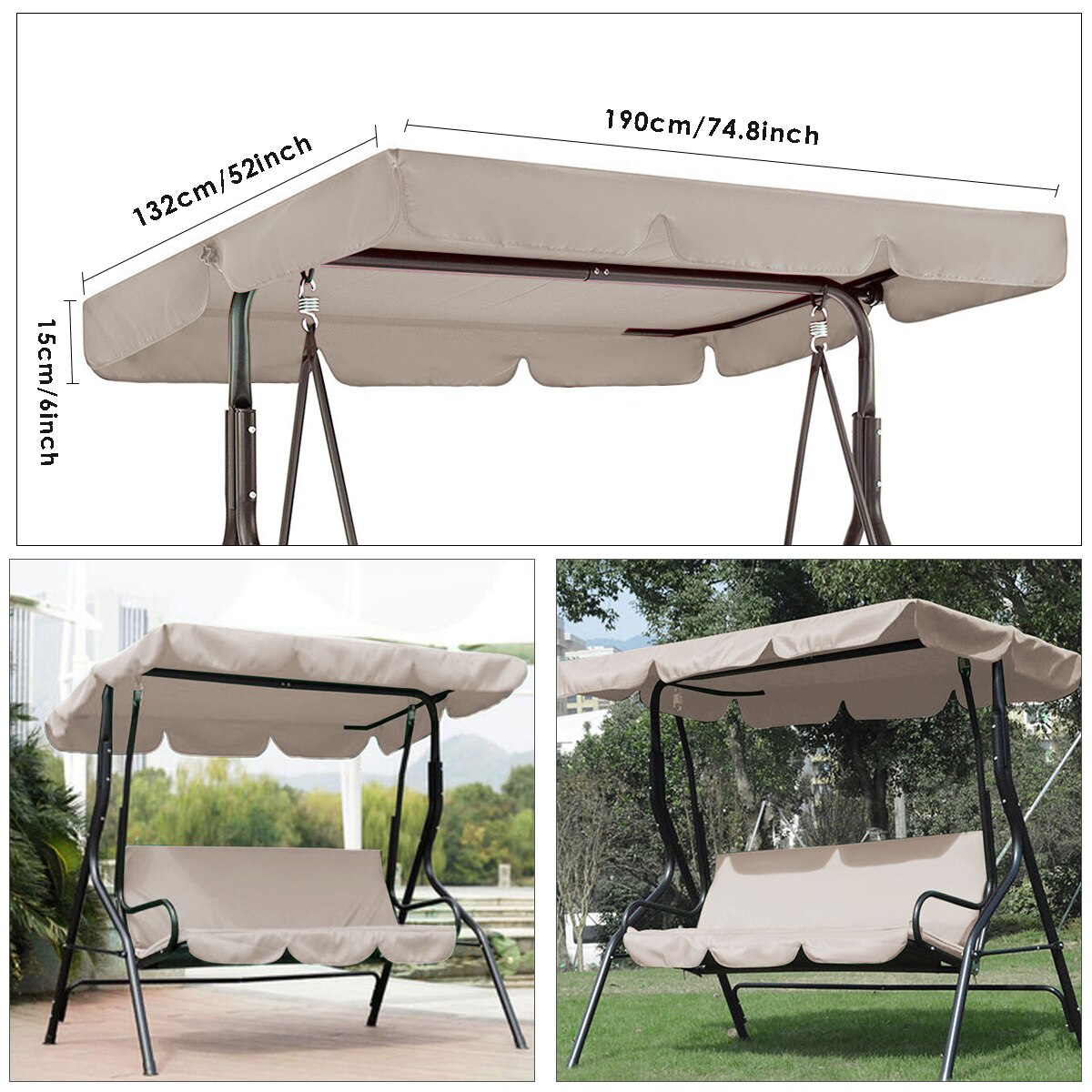 Waterdichte Patio Swing Luifel Vervanging Top voor 2 3 Waterdichte Patio Swing Luifel Vervanging Top voor 2 3