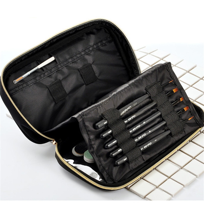 Nail Art Pen Storage Pouch Waterproof Nail Brush Case Holder Storage Bag for Nail Brush Large Capacity Cosmetic Makeup Bag Case
