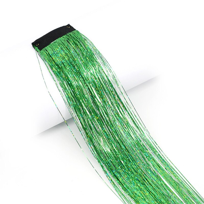 16 colors Glitter Hair Extensions Sparkle Hair Tinsel with Clip Highlights False Hair Strands 1pc Clip In Bling Hair: 13