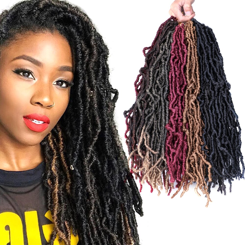 Crochet Hair Braids Soft Natural Extension Faux Locs Braiding Hair Extensions Curly 18 Inch Nu Locs Synthetic Braids