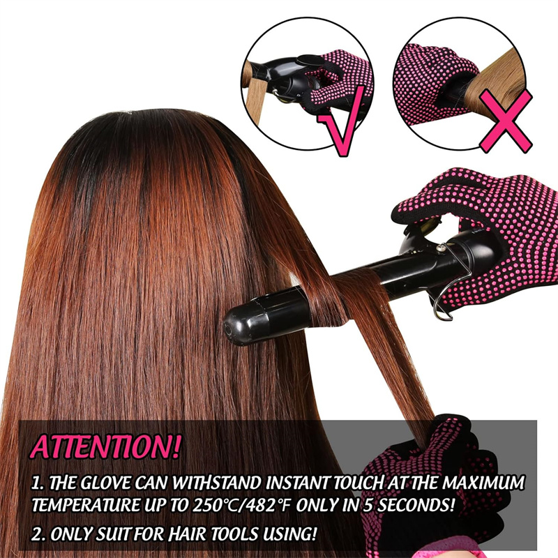 2 Stück hitzebeständige Handschuhe mit Silikon-BöGen, professionelle hitzebeständige Handschuhe, Haar-Styling, Lockenstab, stechen, Glätteisen