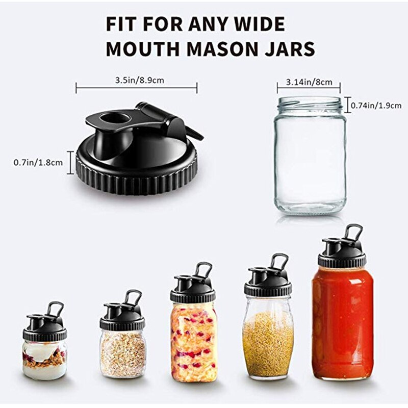 4 Pack of Flip Cap Mason Jar Lids with Leak-proof & Airtight Seal and Easy Pour Spout - Regular Mouth