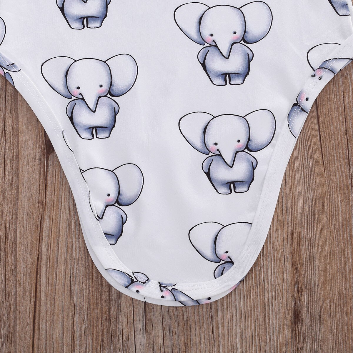 2 Stuks Pasgeboren Olifant Print Outfits, Baby Lange Mouw Ronde Hals Geknoopt Slapen Zak Boog Hoofdband