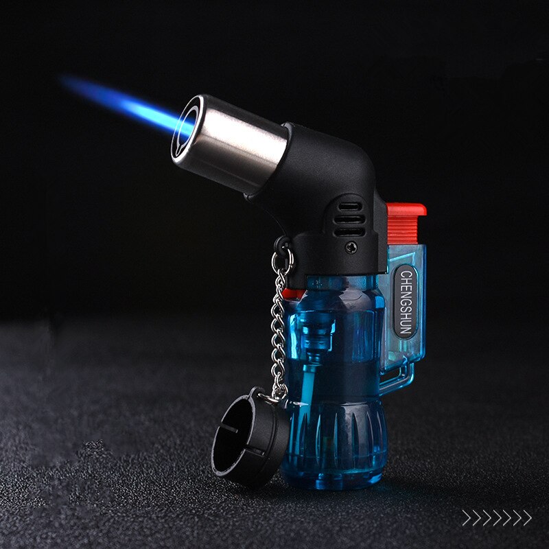 Blauw Gas Flame Torch Turbo Lichter Spuitpistool Gasaansteker Butaan Sigaar Aanstekers Winddicht Plastic Outdoor Tool