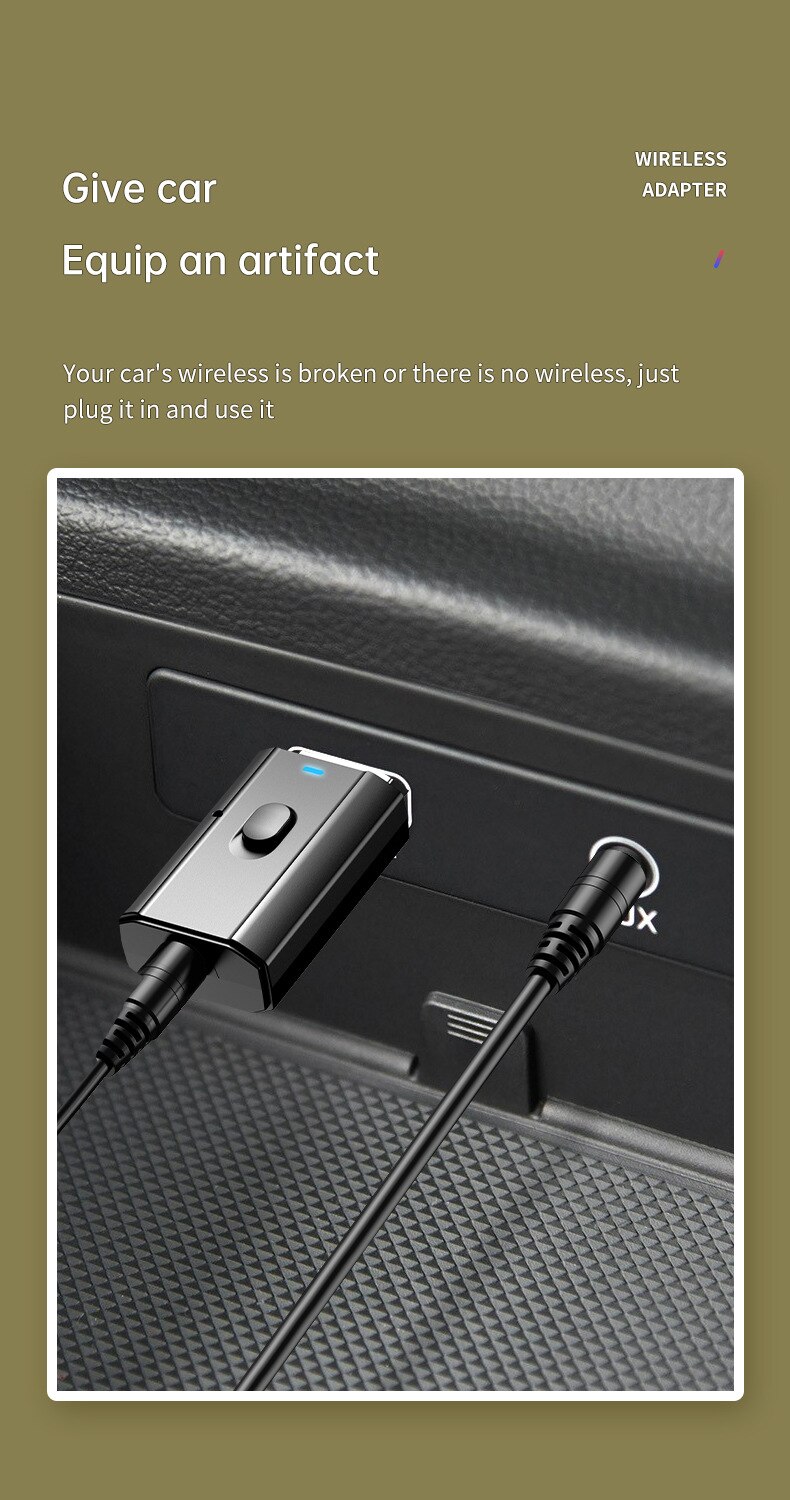 Bluetooth 5.0 Adapter USB Wireless Bluetooth Transmitter Receiver Music Audio For PC TV Car Hands-free 3.5mm AUX Adapter For TV