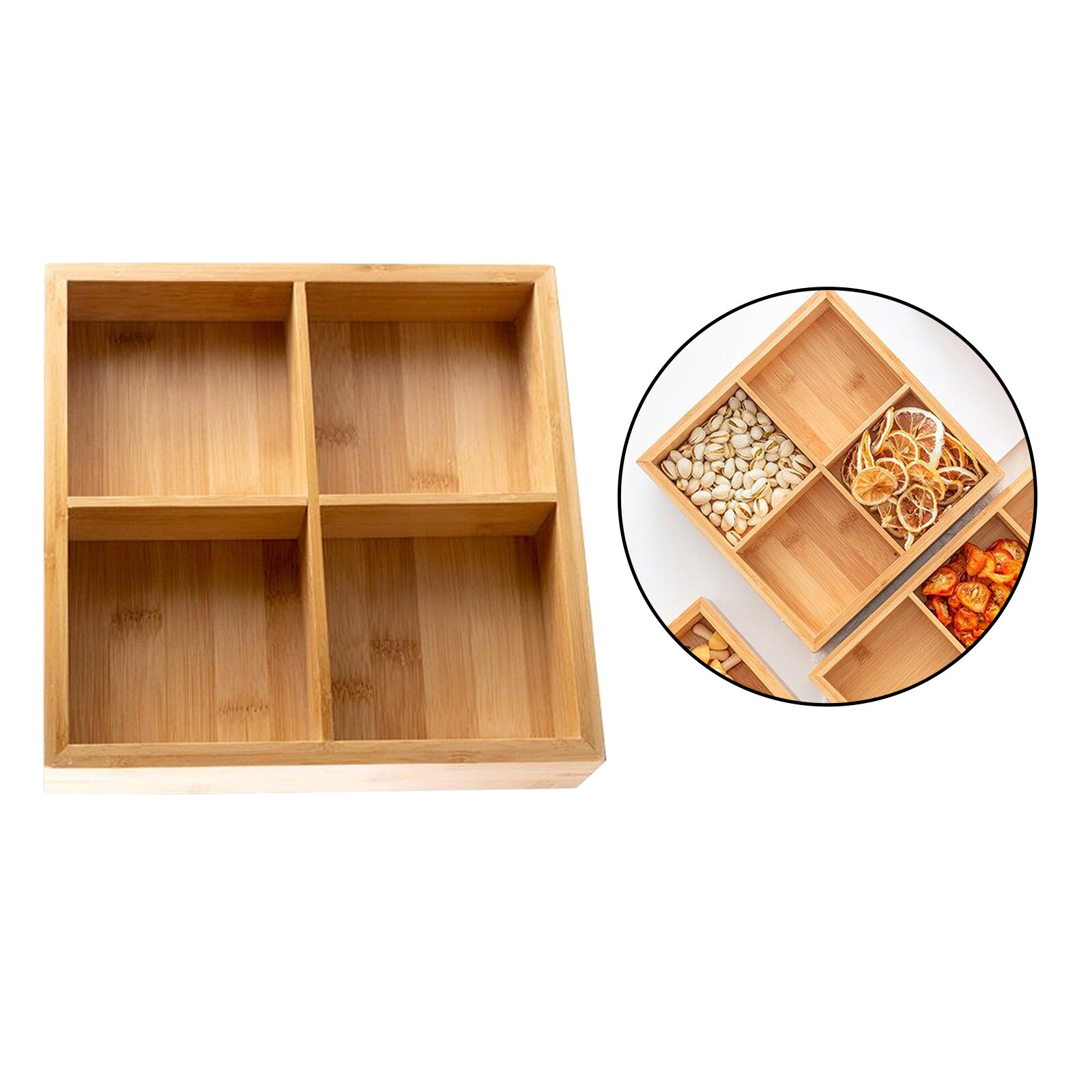 Dried Fruit Plate Snack Serving Tray Nuts Appetizer Condiment Storage Dishes: 22.5x22.5CM