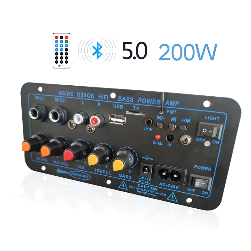 Forstærkerkort med Optisk Fiber 300W Hjemmebiograf Forstærkere Lyd Bluetooth AMP USB FM Radio TF Afspiller: Andet