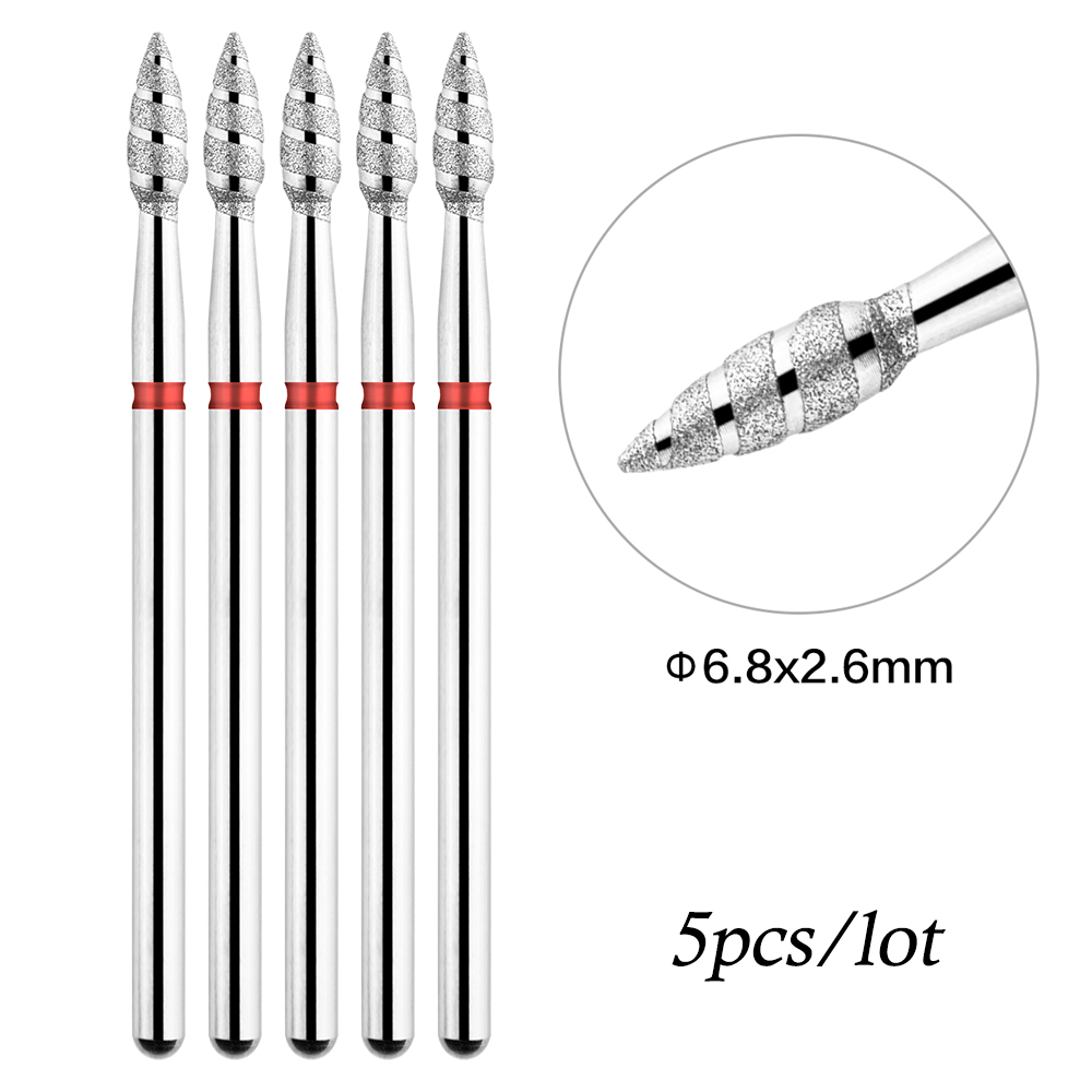 5 unids/lote brocas de diamante para uñas Tornado llama cutícula broca Pro brocas de archivo eléctrico ruso para manicura y pedicura de uñas 3/32'': Otros colores